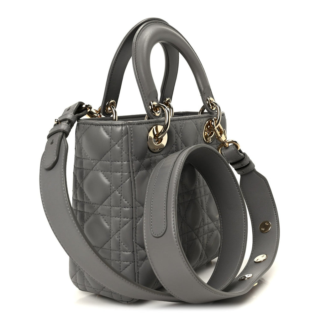 Christian Dior Lambskin Cannage Small Lucky Badges My Lady Dior Grey