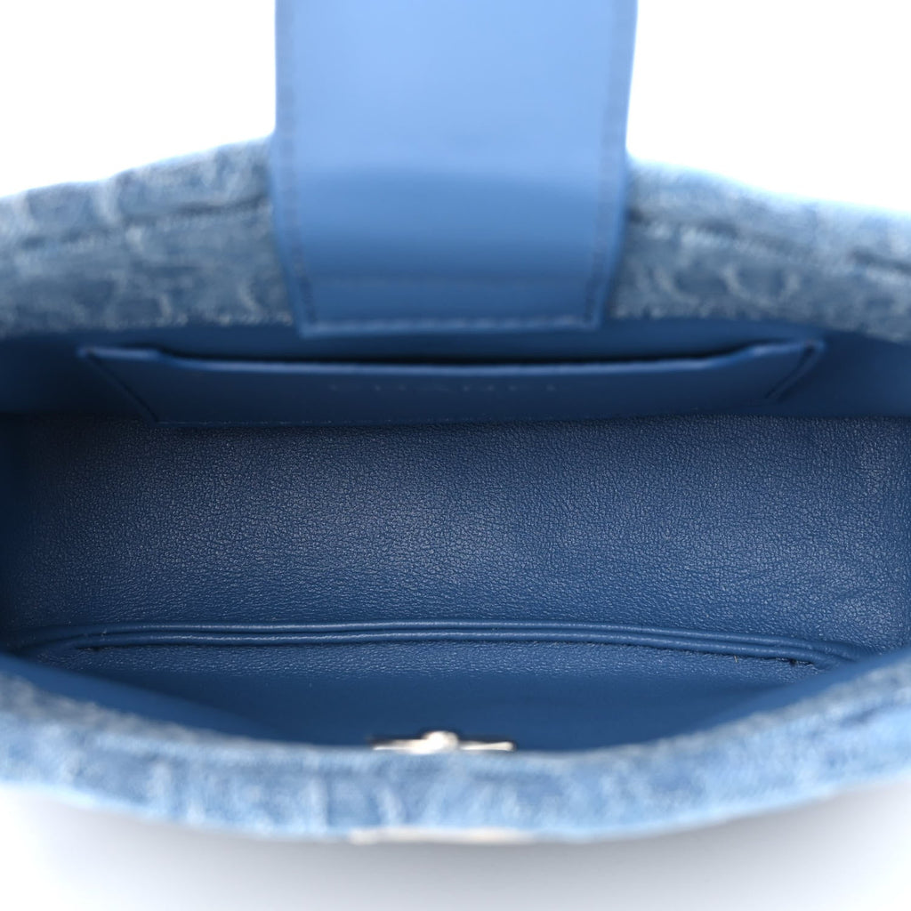 Chanel Denim Quilted Camellia Sweetheart Small Hobo Blue