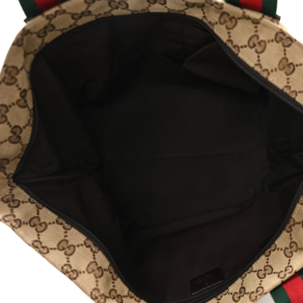 Gucci GG Monogram Medium Web Handle Bucket Tote Dark Brown