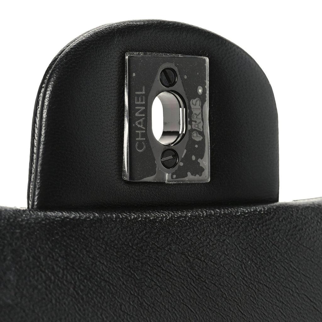 Chanel Lambskin Quilted Mini Top Handle Rectangular Flap So Black