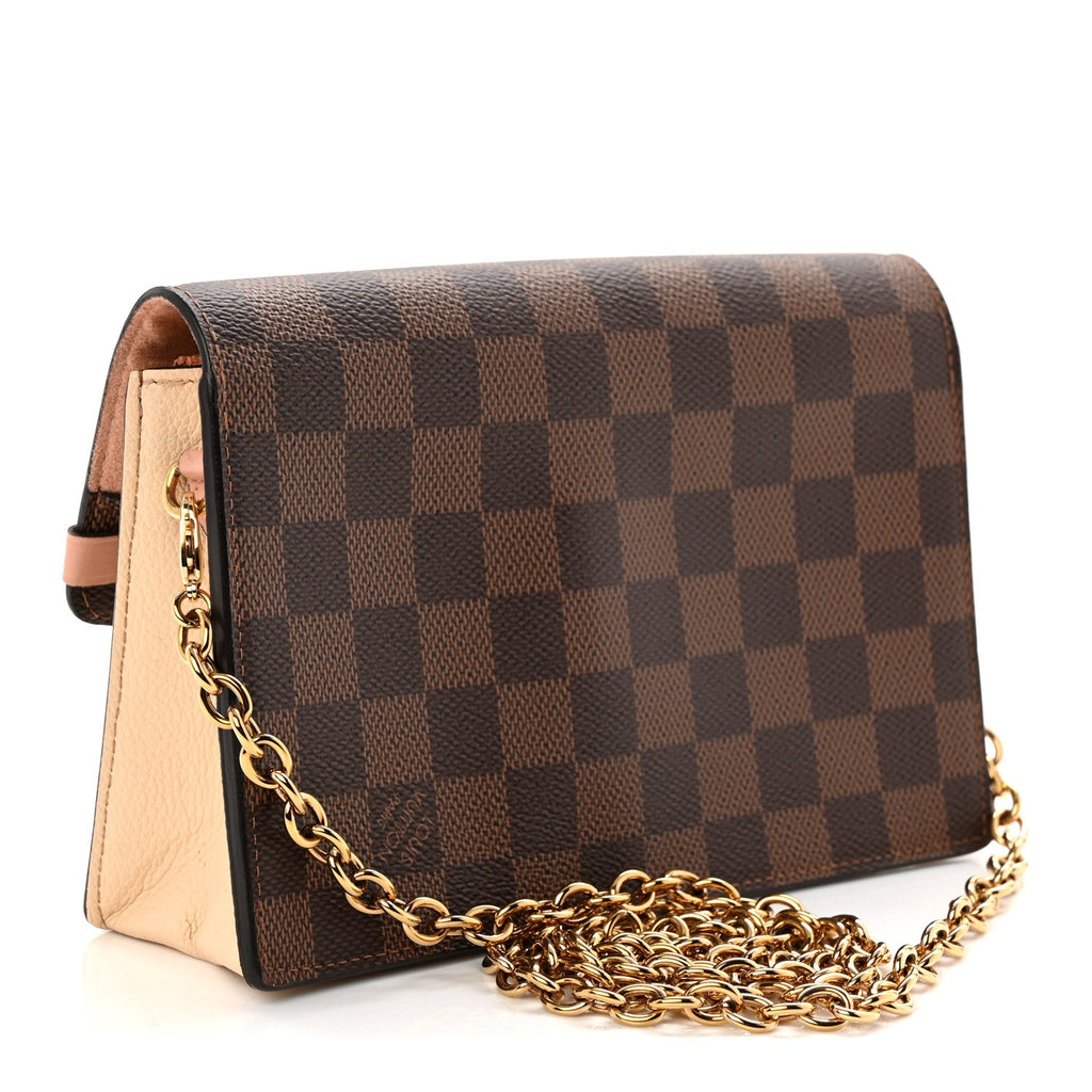 Louis Vuitton Damier Ebene Vavin Chain Wallet Creme