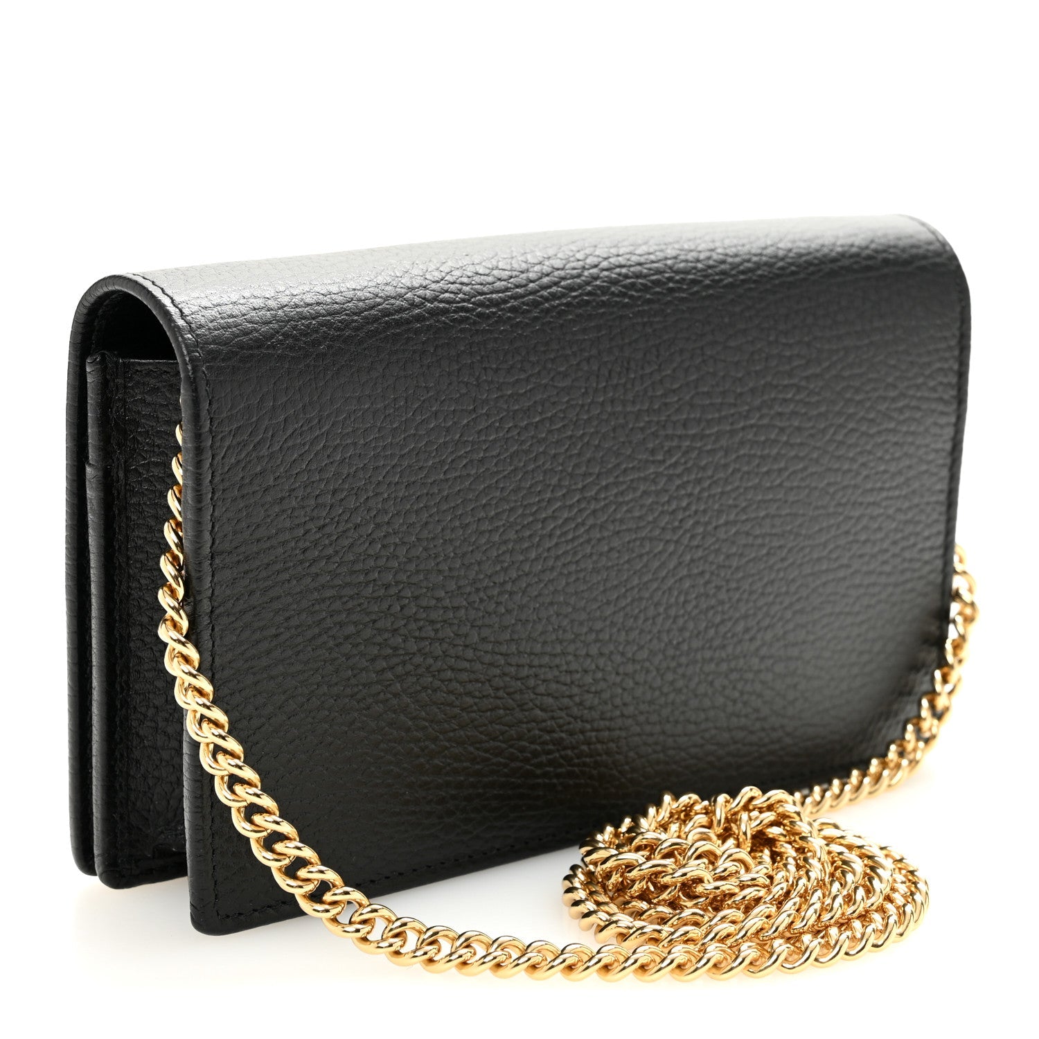 Gucci Calfskin Mini GG Marmont Chain Wallet Black