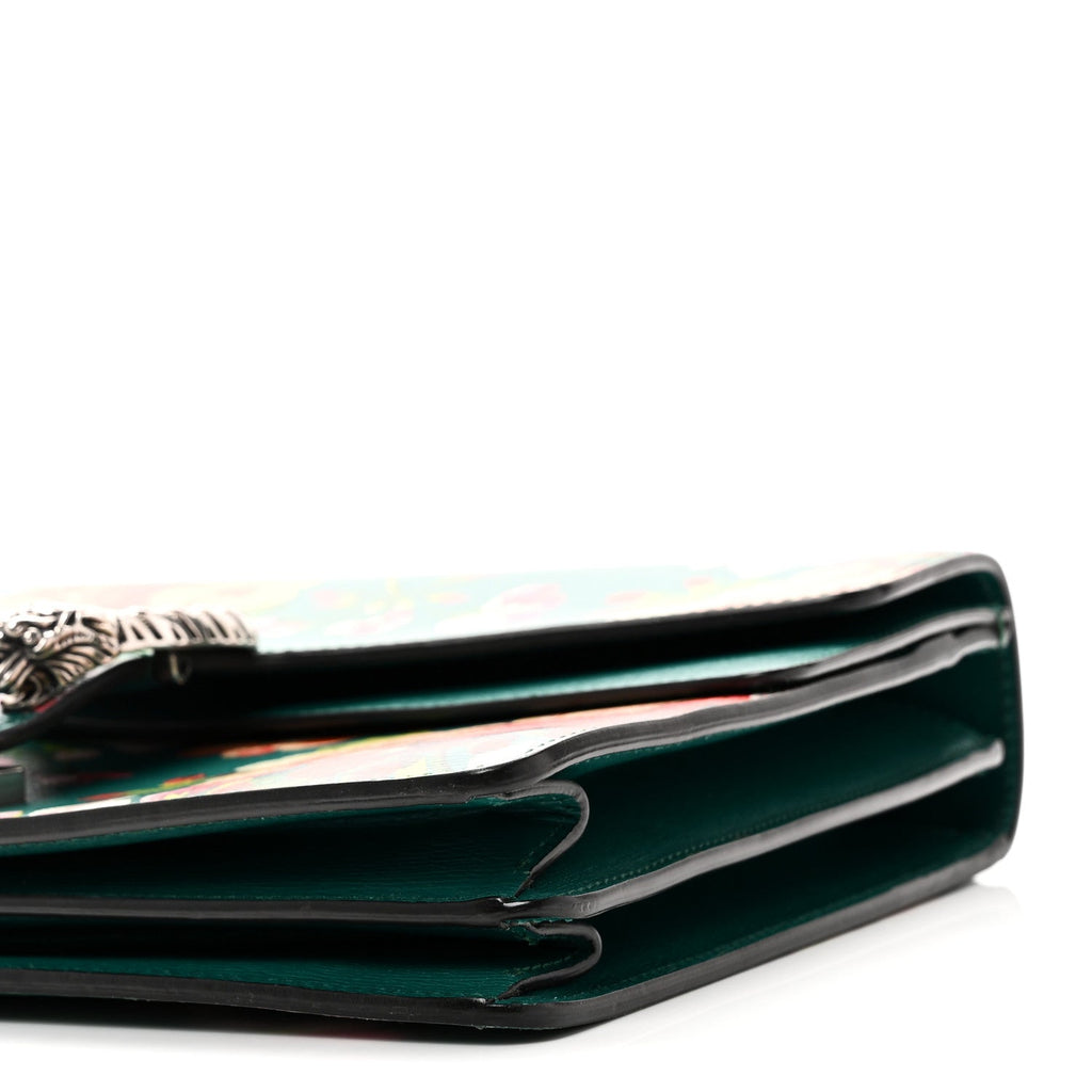 Gucci Calfskin Blooms Print Medium Dionysus Shoulder Bag Bright Emerald Multicolor