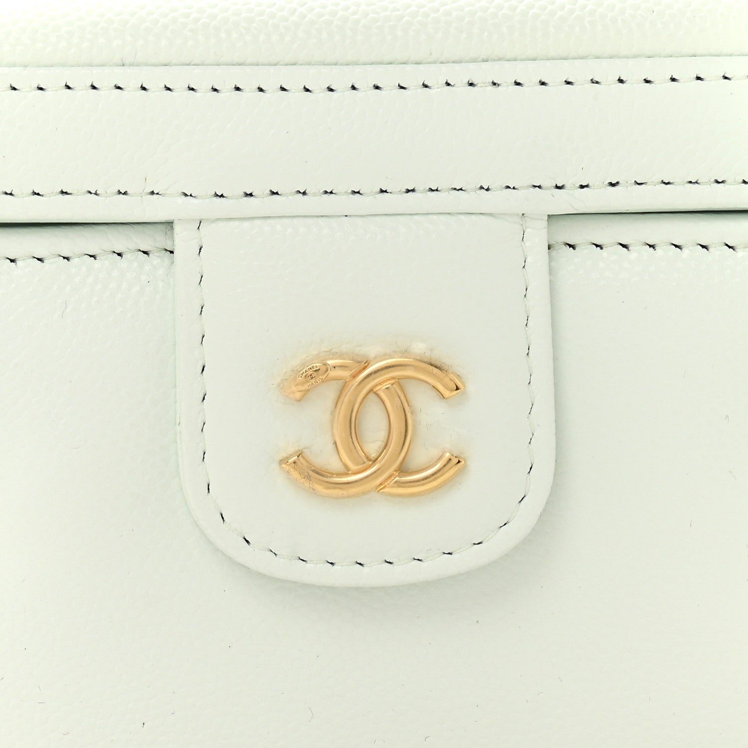 Chanel Shiny Caviar Preppy Coco Long Vanity With Strap Light Blue
