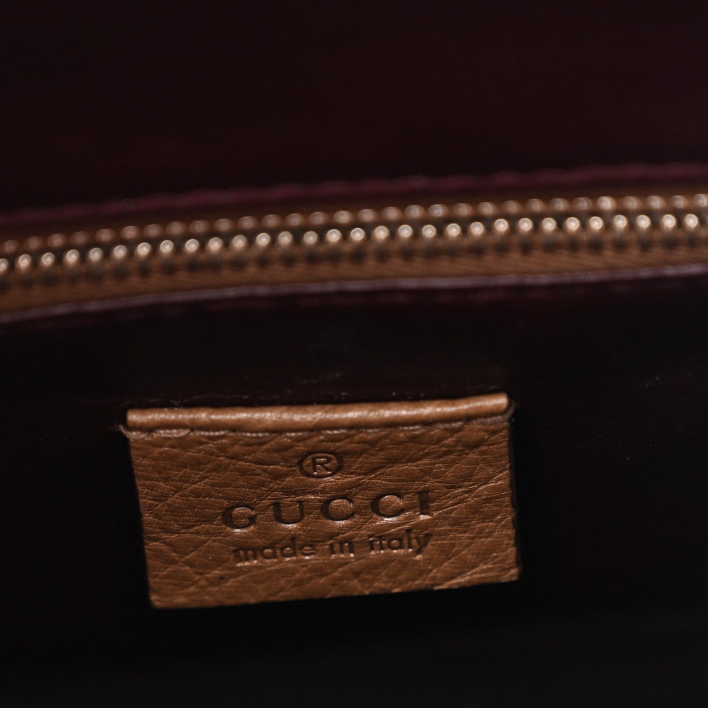 Gucci Ostrich Medium Zumi Top Handle Bag Brown