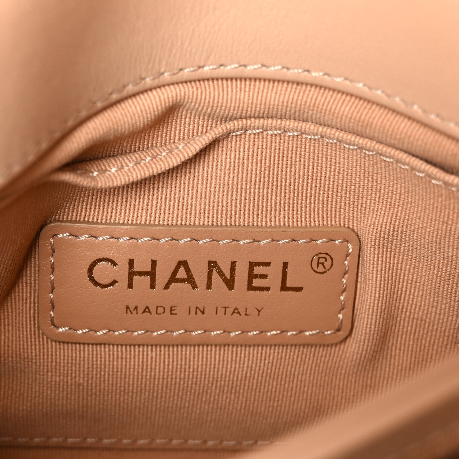 Chanel Calfskin Quilted Pearl Jewel Chain Flap Beige