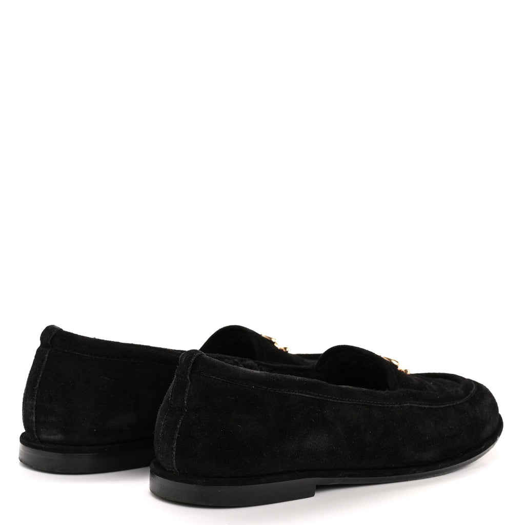 Chanel Suede Calfskin CC Loafers 39.5 Black