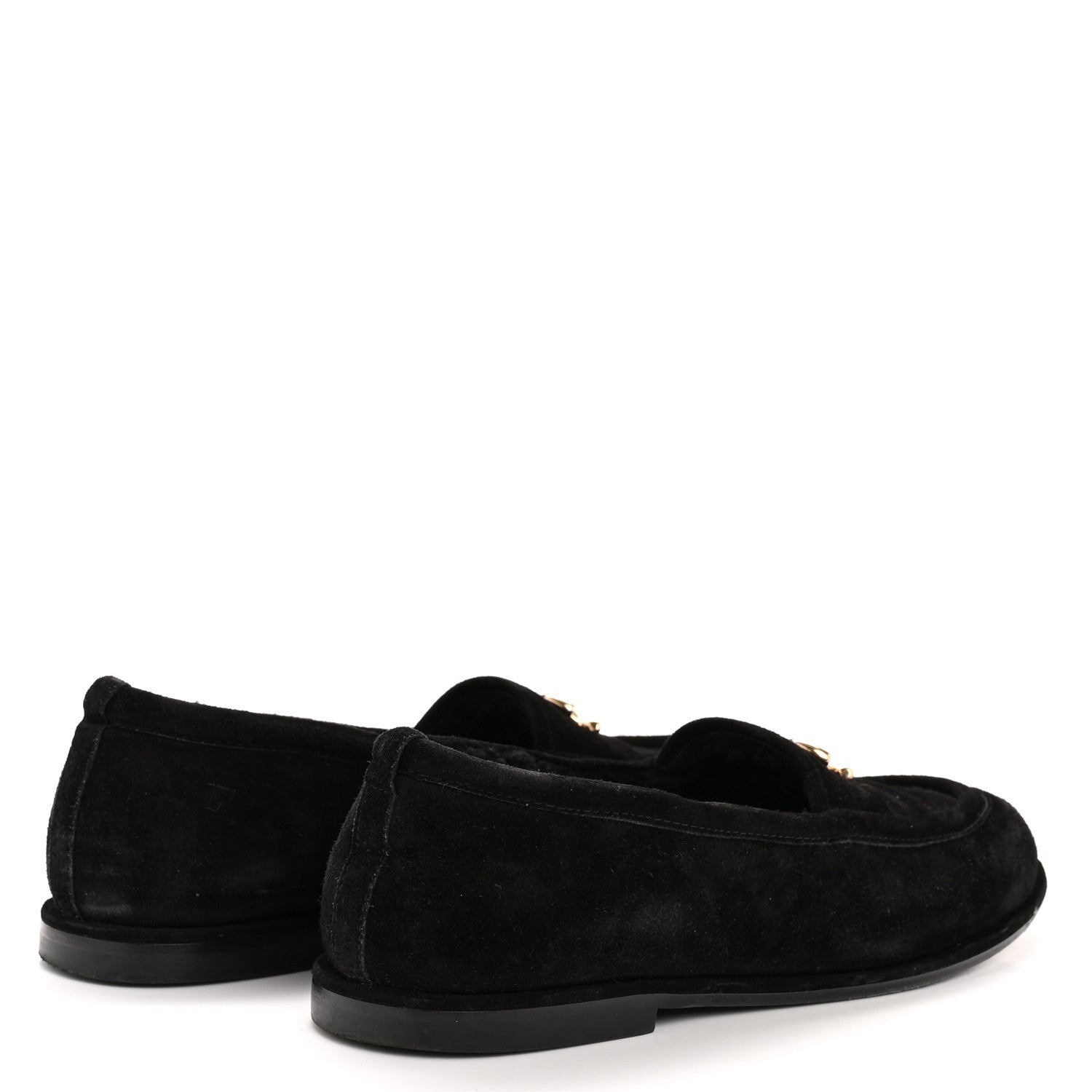Chanel Suede Calfskin CC Loafers 39.5 Black