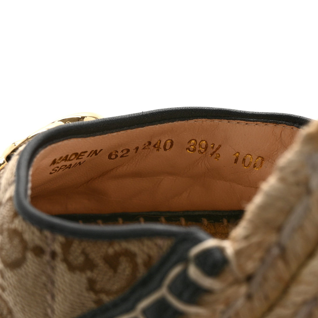 Gucci Monogram Matelasse GG Marmont Ankle Wrap Platform 35/120mm Espadrille Wedges 39.5 Beige Ebony Black Sand Storm