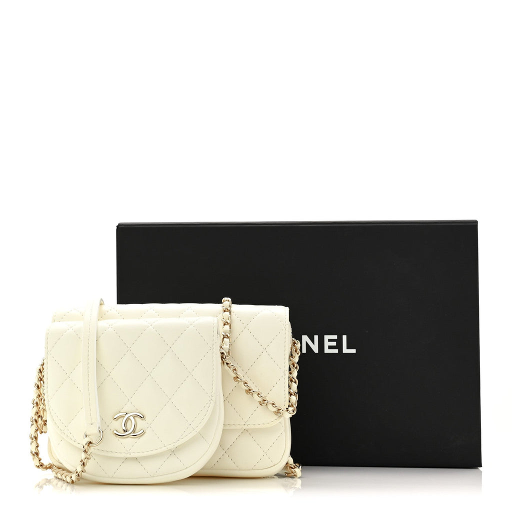 Chanel Lambskin Quilted Side Packs White