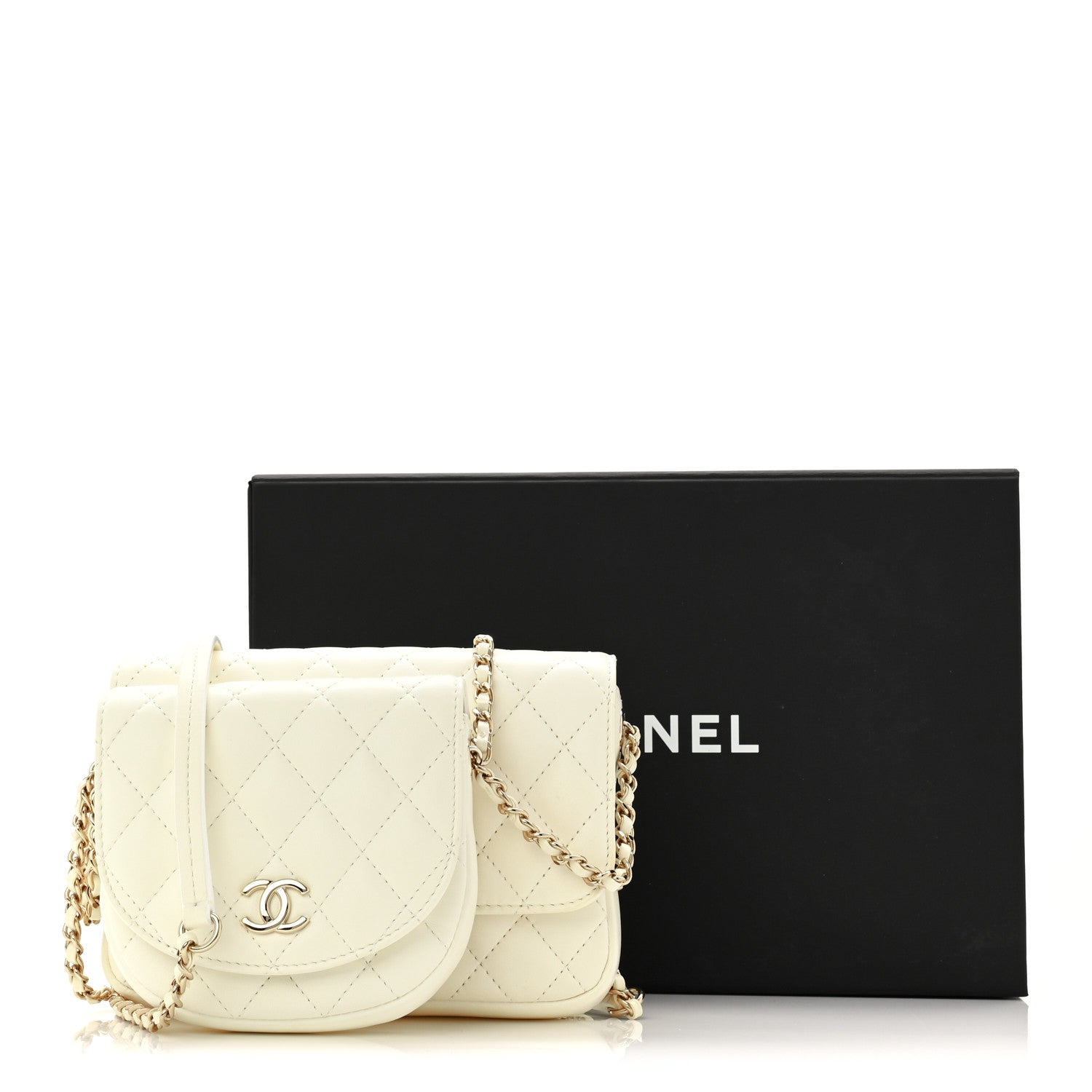 Chanel Lambskin Quilted Side Packs White