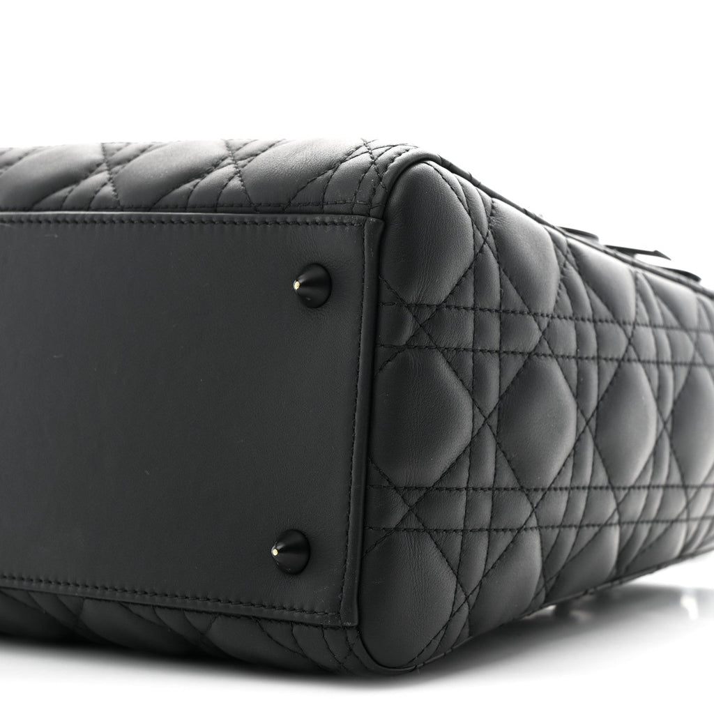 Christian Dior Ultra Matte Calfskin Cannage Medium Lady Dior Black