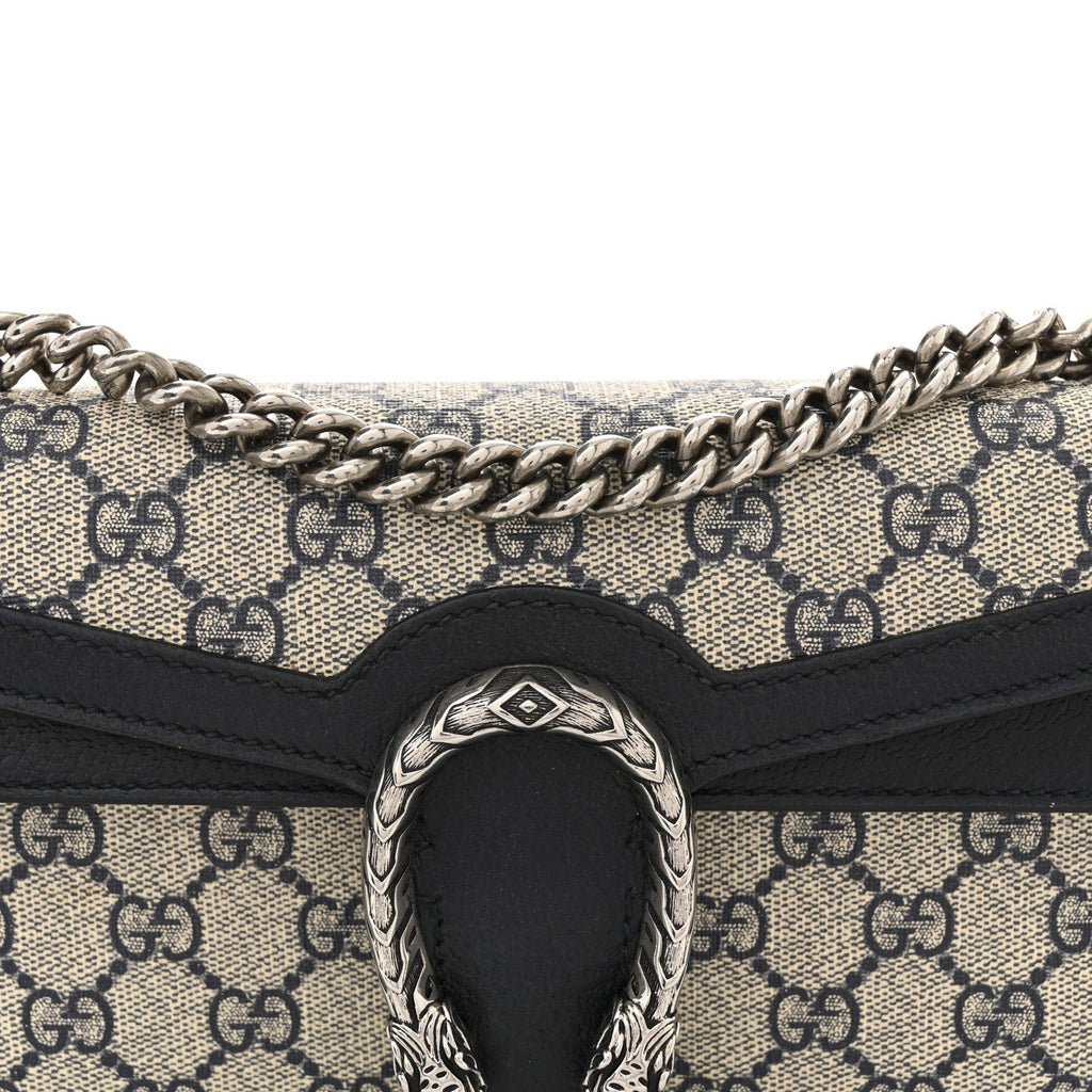 Gucci GG Supreme Monogram Textured Dollar Calfskin Small Rectangular Dionysus Shoulder Bag Beige Blue