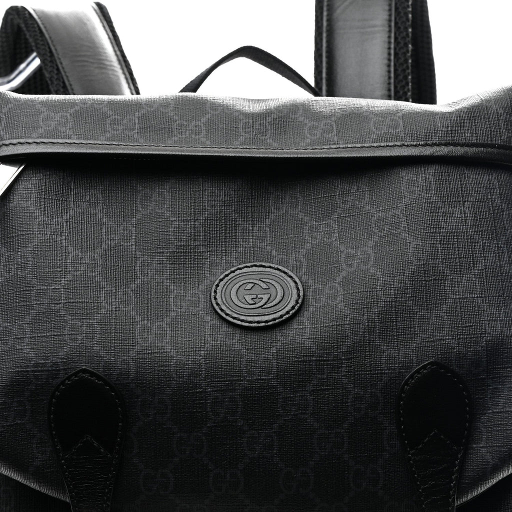 Gucci GG Supreme Monogram Azalea Calfskin Medium Retro Interlocking G Backpack Black