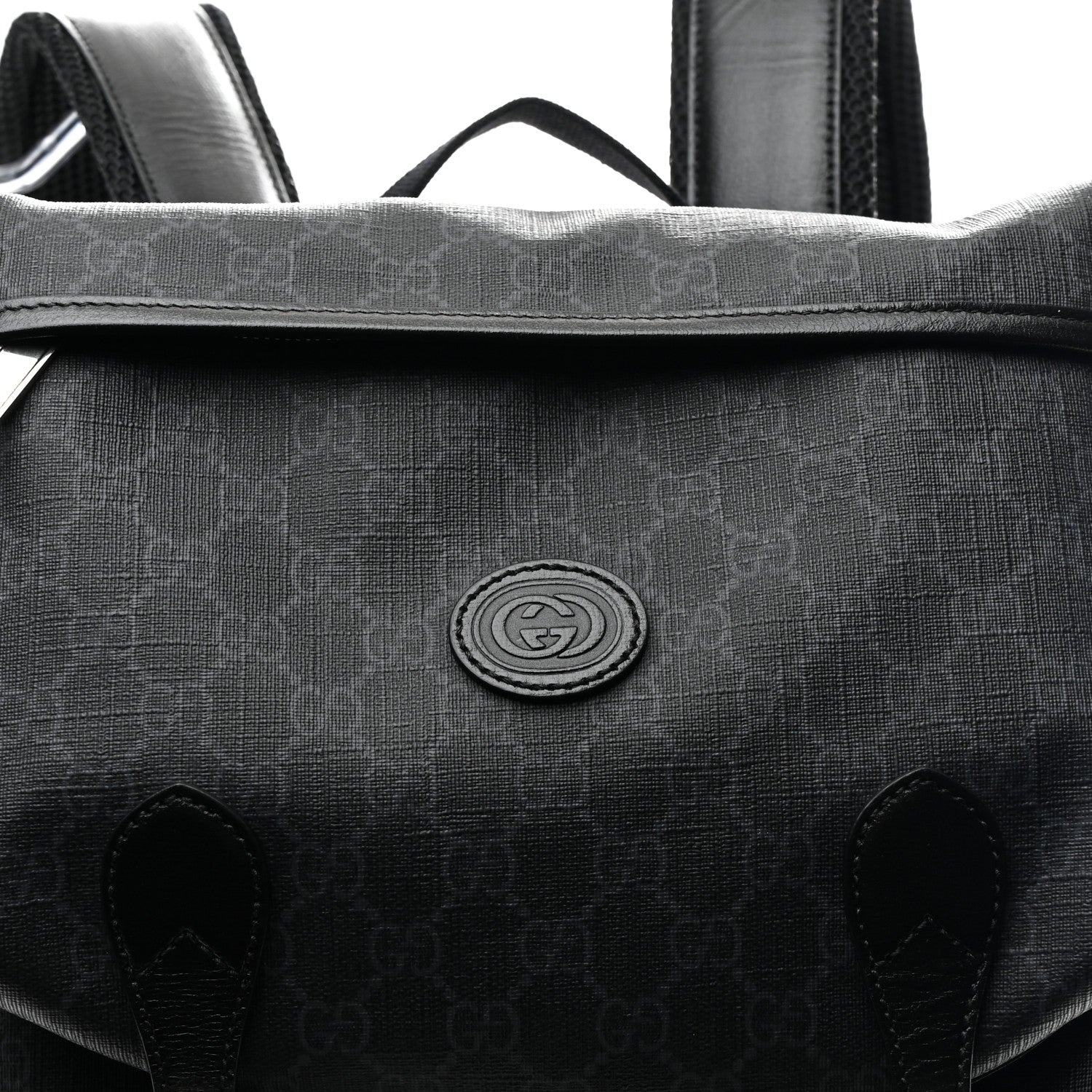 Gucci GG Supreme Monogram Azalea Calfskin Medium Retro Interlocking G Backpack Black