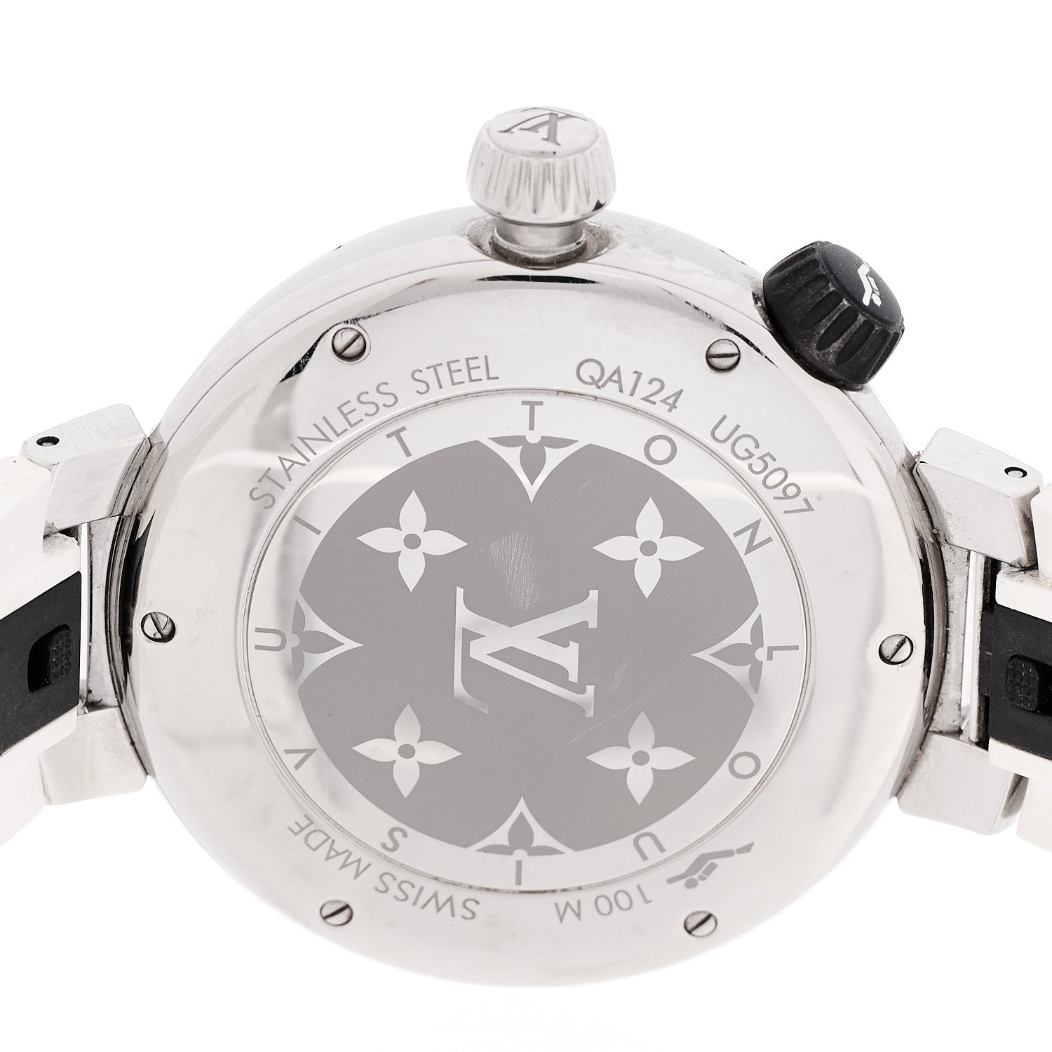 Louis Vuitton Stainless Steel Rubber 40mm Tambour Street Diver Quartz Watch White