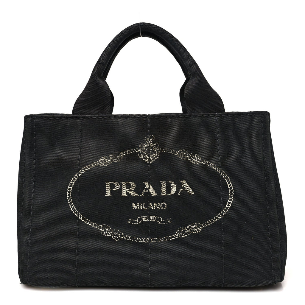 Prada Denim Canapa Logo Tote Black