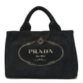 Prada Denim Canapa Logo Tote Black