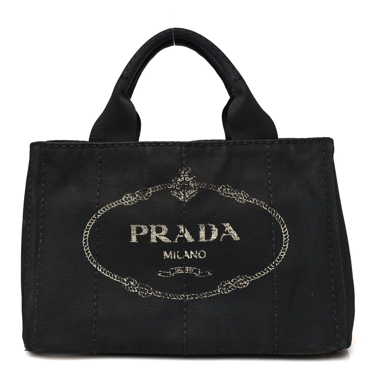 Prada Denim Canapa Logo Tote Black
