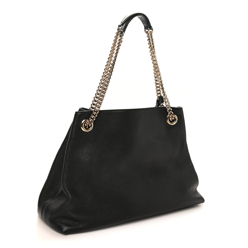 Gucci Pebbled Calfskin Medium Soho Chain Shoulder Bag Black