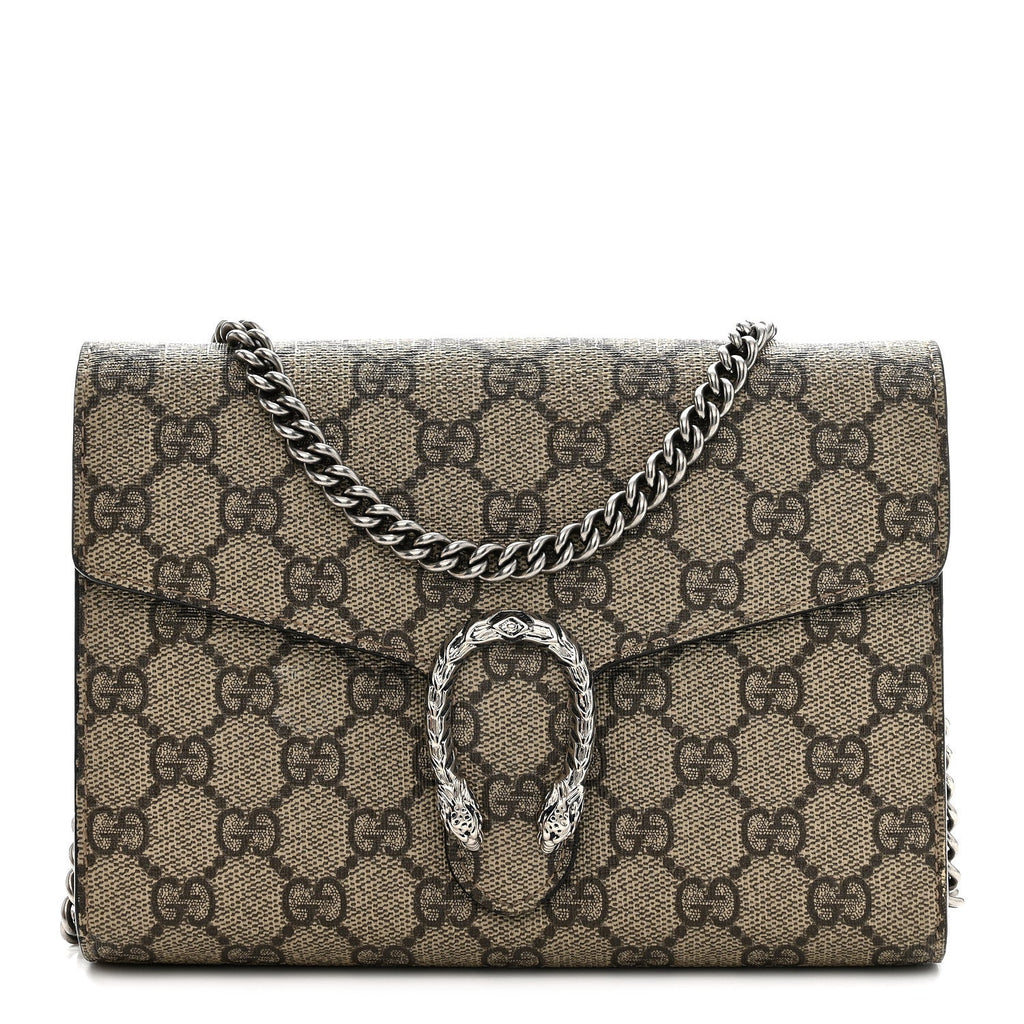 Gucci GG Supreme Monogram Mini Dionysus Chain Wallet Beige Taupe
