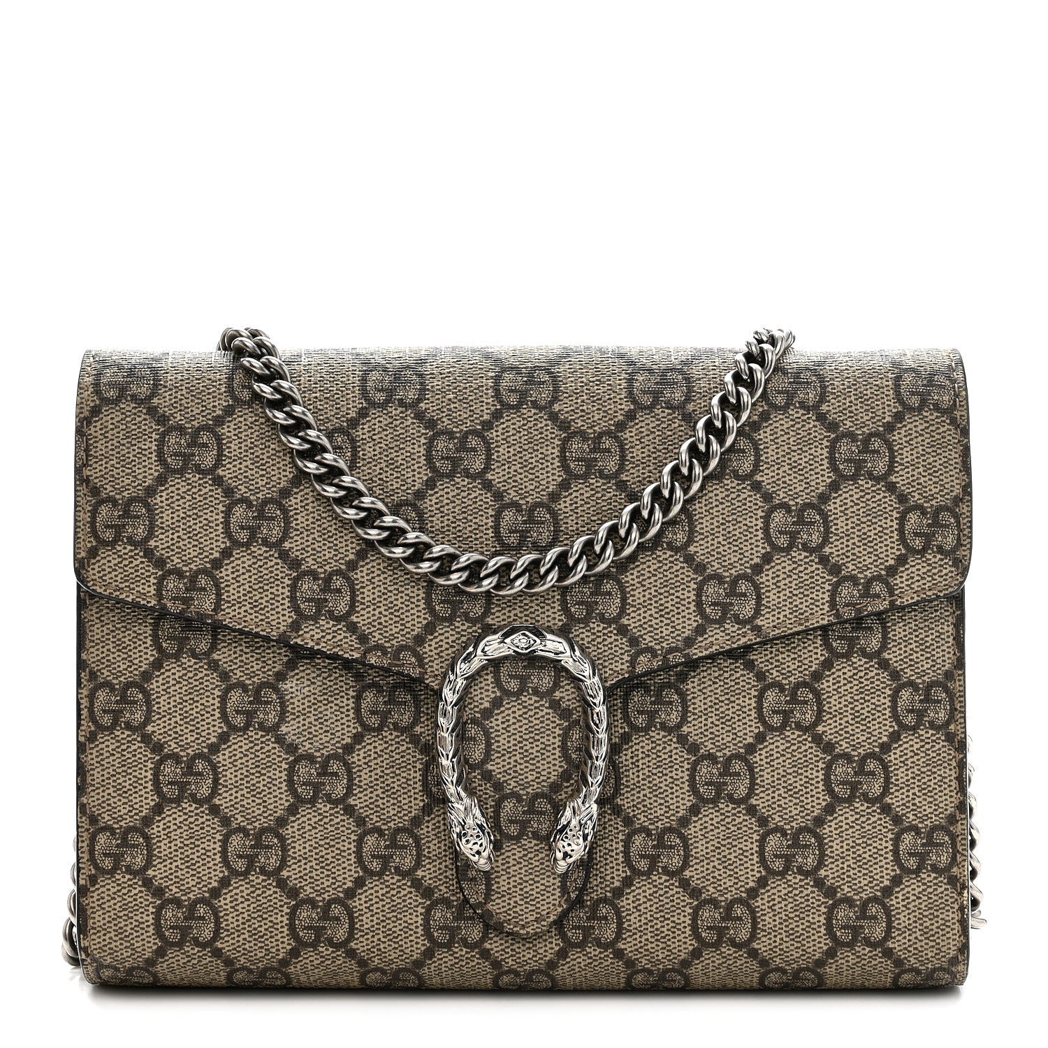 Gucci GG Supreme Monogram Mini Dionysus Chain Wallet Beige Taupe