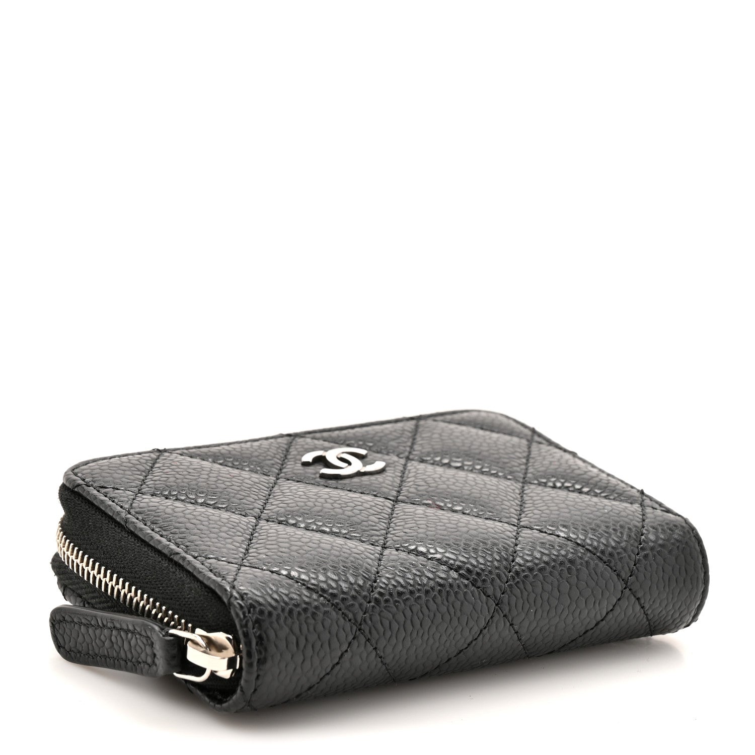 Caviar Quilted Zip Coin Purse Black