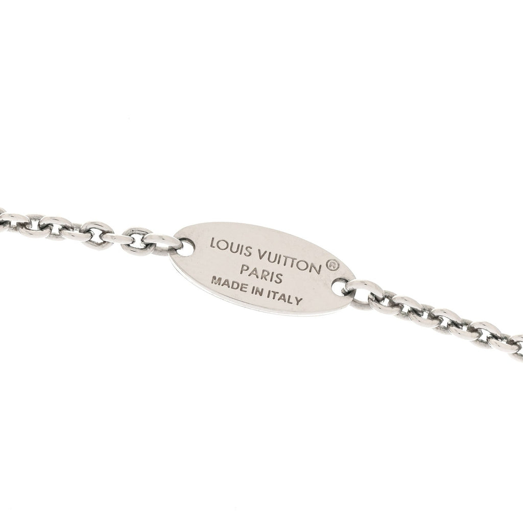 Louis Vuitton Metal Crystal LV Iconic Necklace Silver