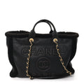 Chanel Lambskin Shearling Medium Deauville Tote Dark Brown