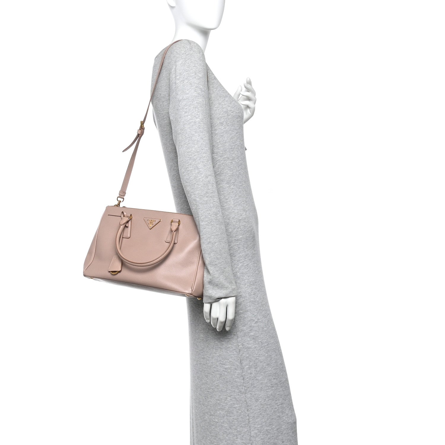Prada Saffiano Small Galleria Double Zip Tote Cammeo