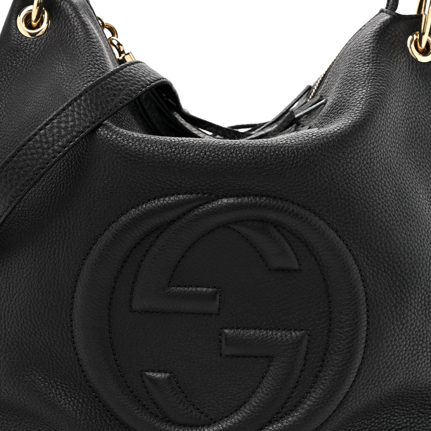 Gucci Pebbled Calfskin Large Soho Hobo Black