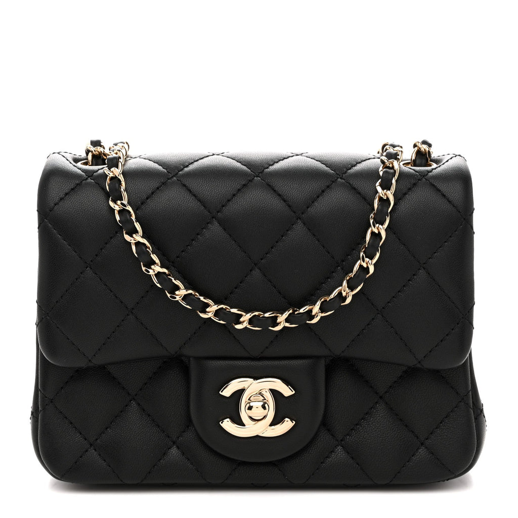 Chanel Lambskin Quilted Enamel Mini Pearl Crush Flap Black