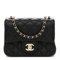 Chanel Lambskin Quilted Enamel Mini Pearl Crush Flap Black