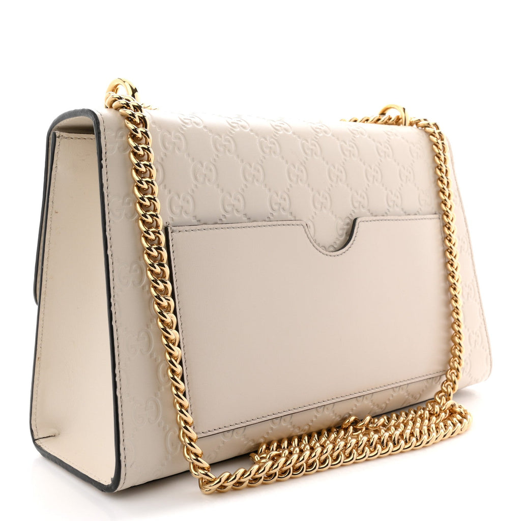 Gucci Guccissima Medium Padlock Shoulder Bag Mystic White