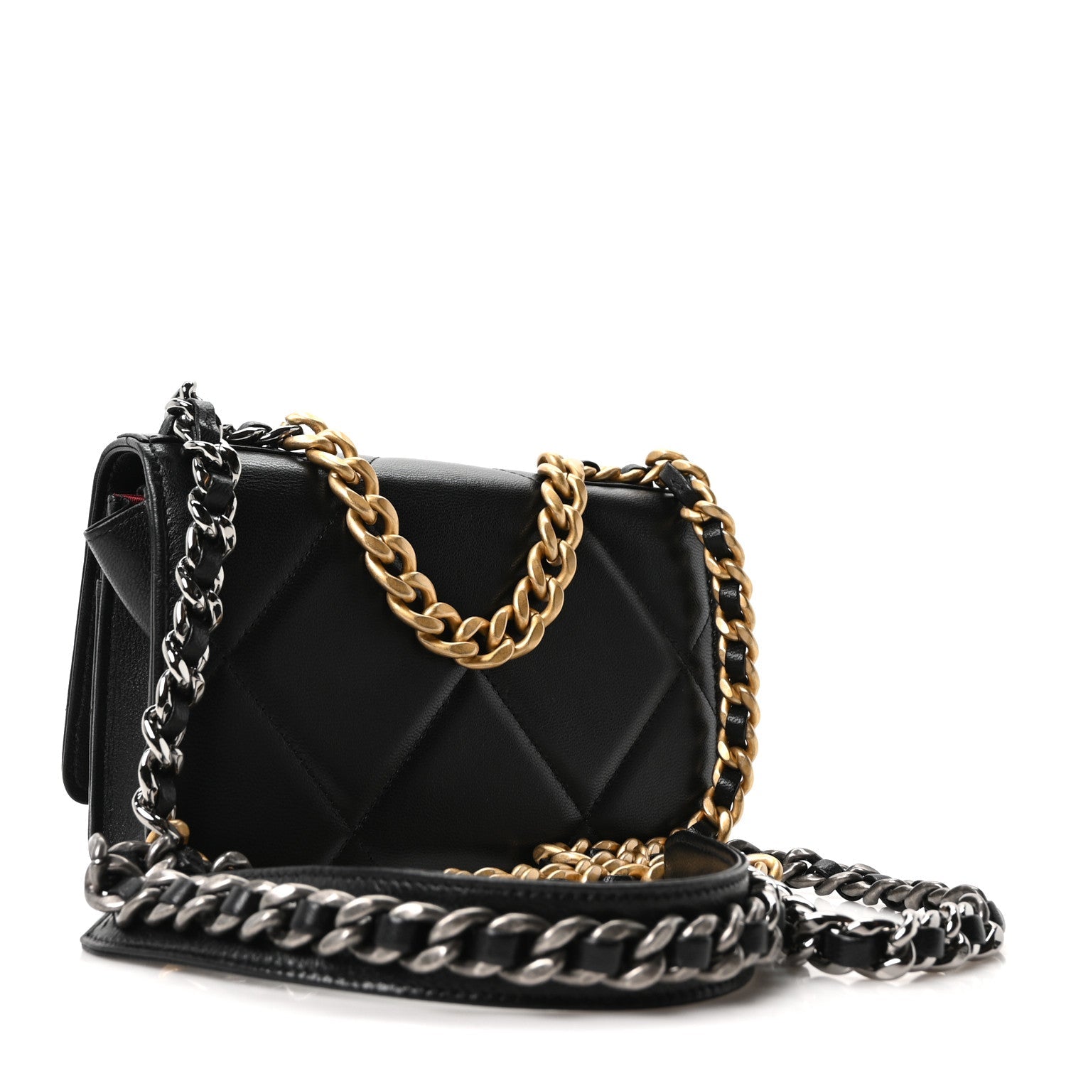 Chanel Lambskin Quilted Chanel 19 Wallet On Chain WOC Black