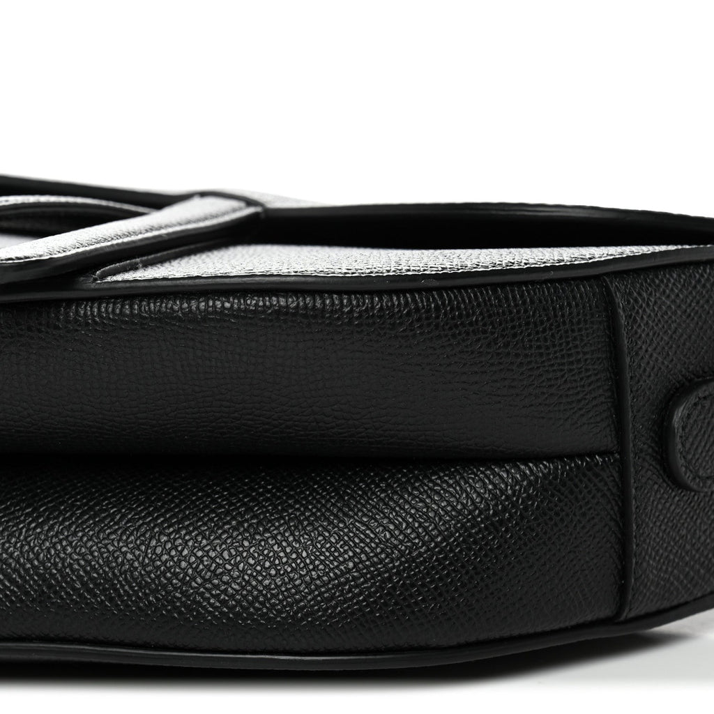 Christian Dior Grained Calfskin Saddle Bag With Strap Black