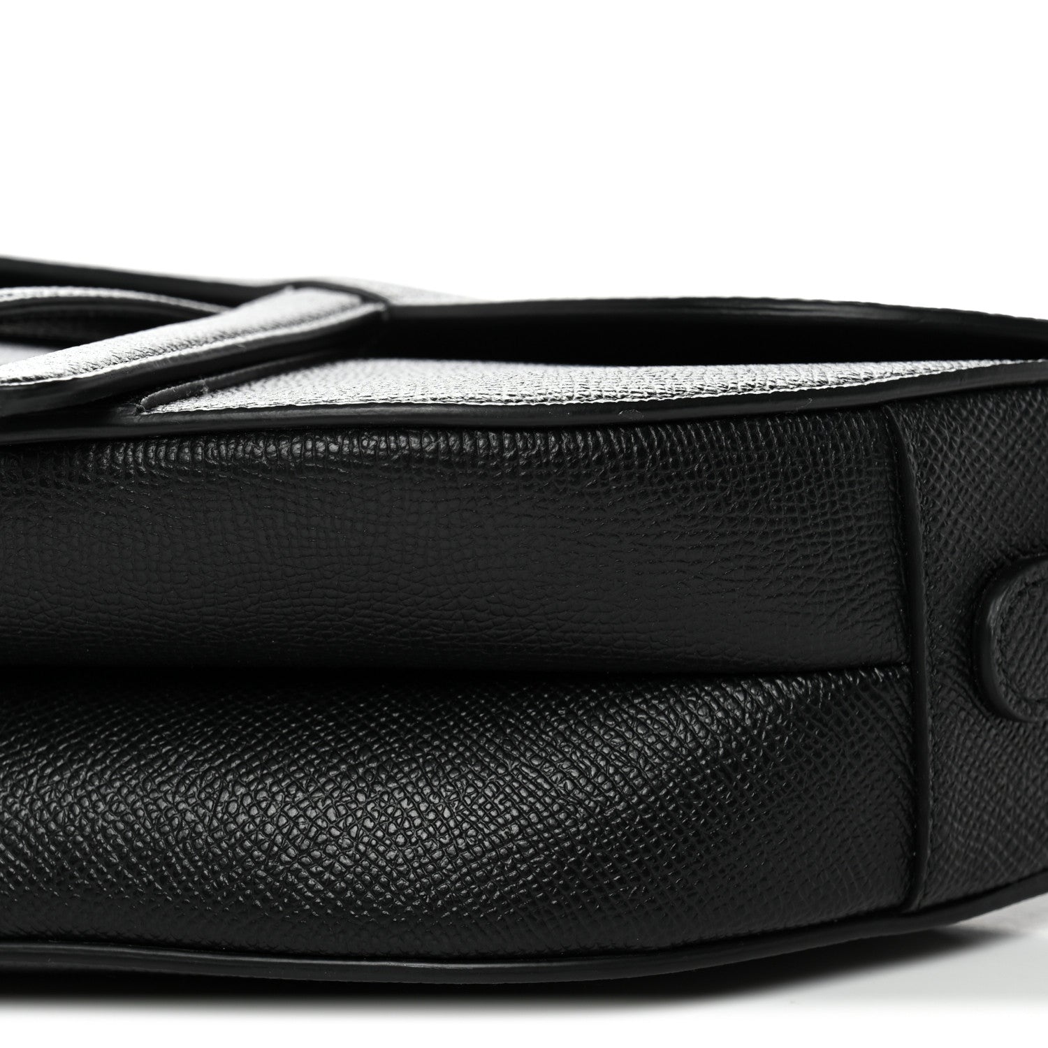 Christian Dior Grained Calfskin Saddle Bag With Strap Black