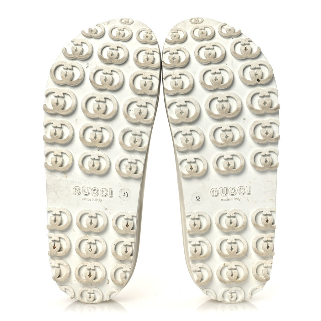 Gucci Soft Rubber Womens Interlocking G Platform 42mm Slide Sandals 40 Off White