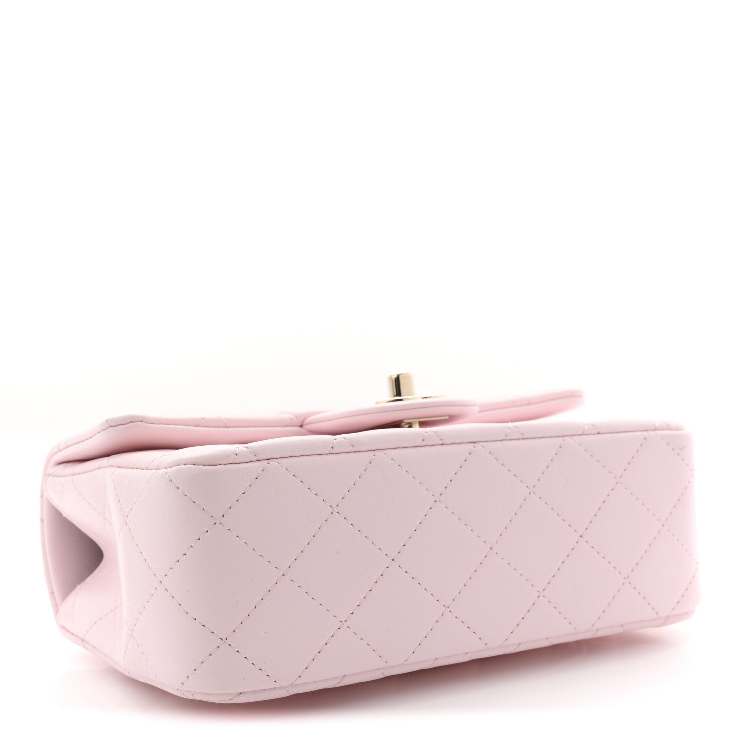 Chanel Lambskin Quilted Mini Top Handle Rectangular Flap Light Pink