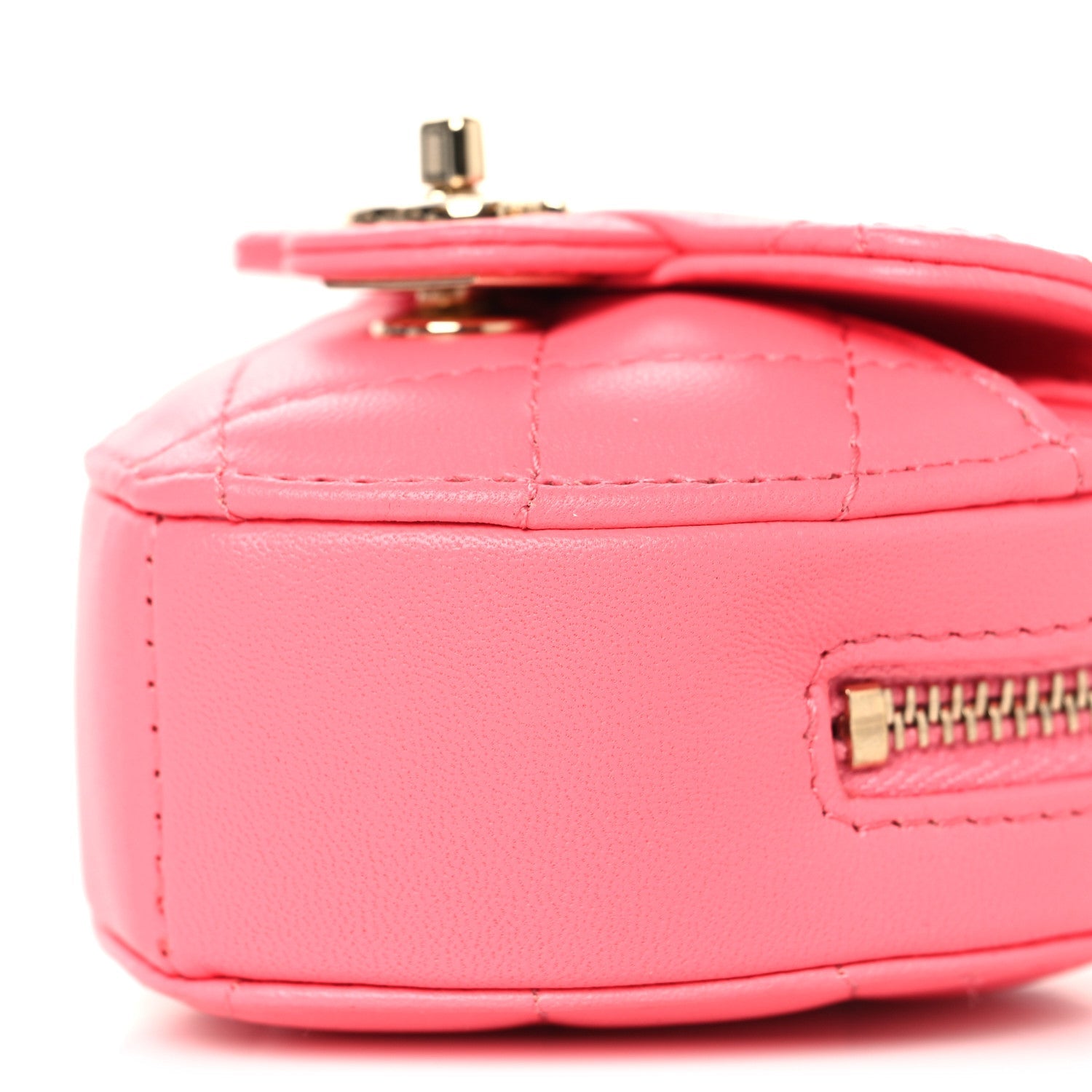 Chanel Lambskin Quilted CC In Love Heart Coin Purse With Chain  Pink