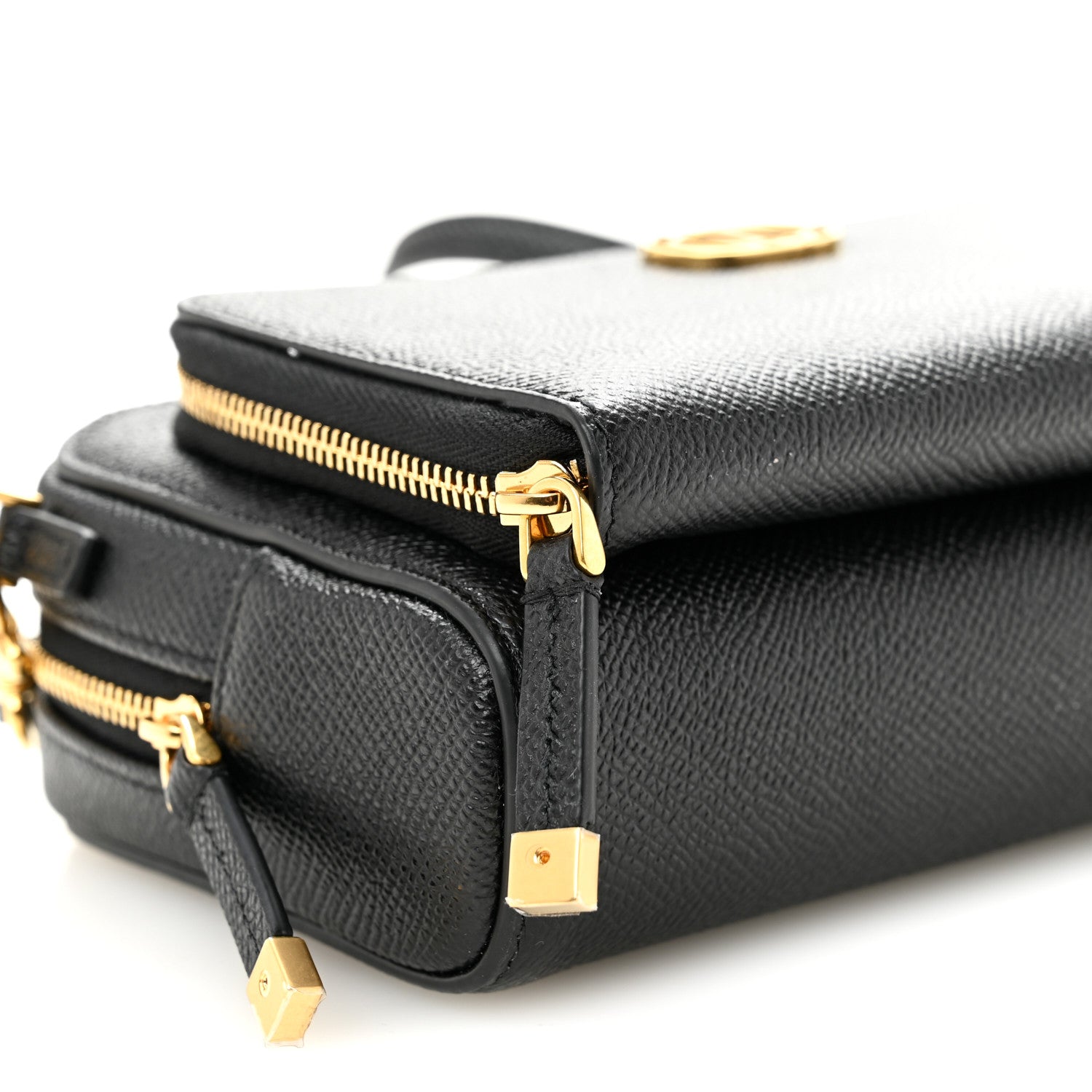 Christian Dior Grained Calfskin Caro Double Pouch Black