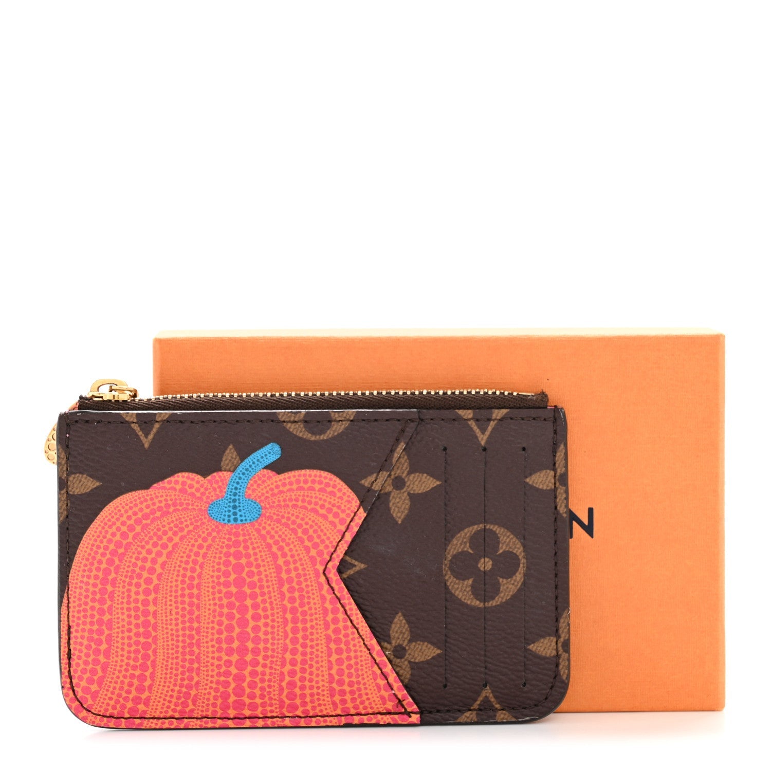 Louis Vuitton LV X YK Monogram Kusama Pumpkin Zipped Romy Card Holder