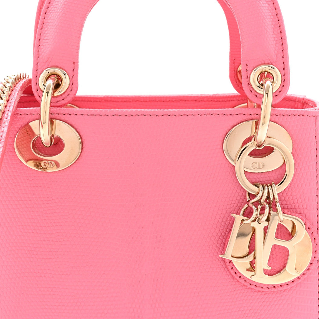 Christian Dior Lizard Mini Lady Dior Pink