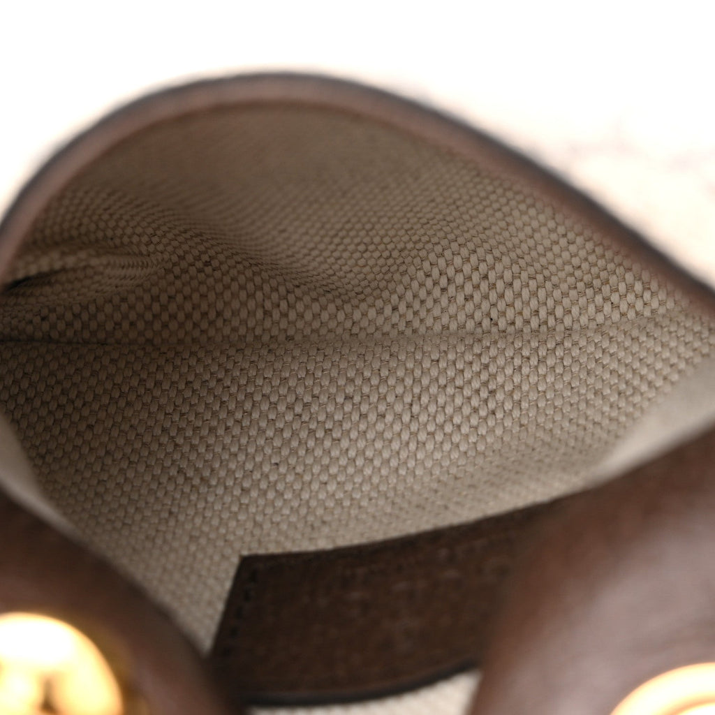 Gucci GG Supreme Monogram Textured Dollar Calfskin Blondie Card Case Wallet with Strap Beige Ebony New Acero