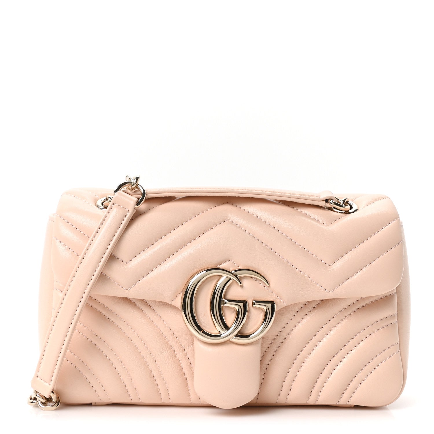 Gucci Lambskin Matelasse Small GG Marmont Shoulder Bag Millenial Pink