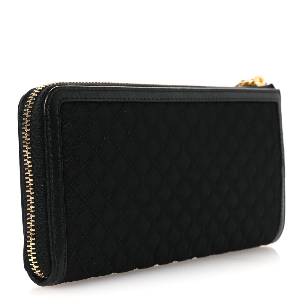 Prada Tessuto Nylon Quilted Zip Around Wallet Black