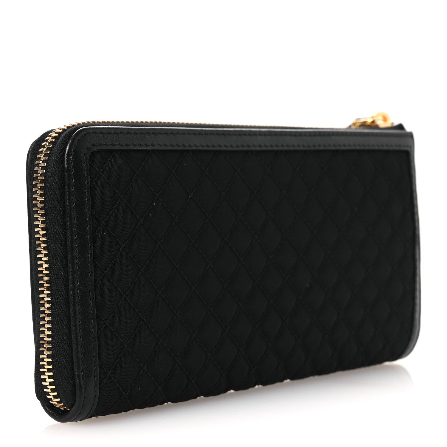 Prada Tessuto Nylon Quilted Zip Around Wallet Black