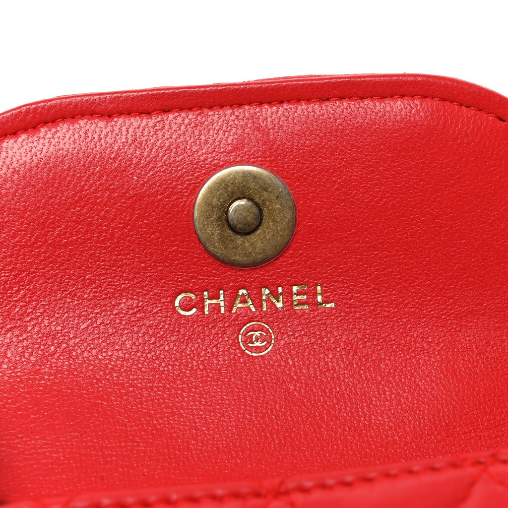 Chanel Lambskin Quilted Pearl Crush Waist Bag Red