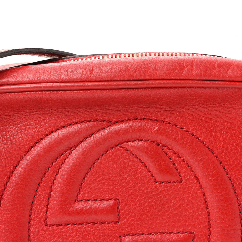Gucci Pebbled Calfskin Small Soho Disco Bag Tabasco Red