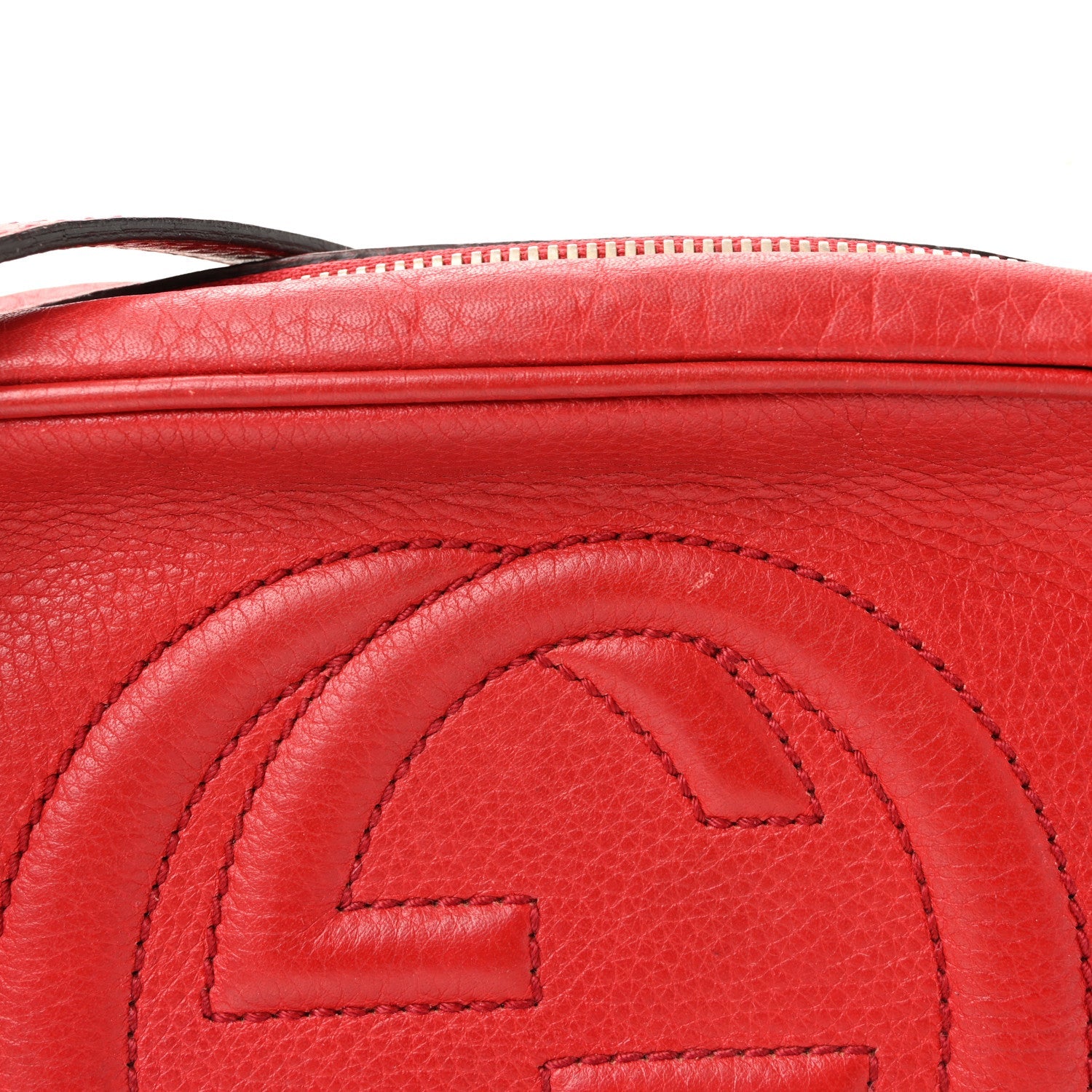 Gucci Pebbled Calfskin Small Soho Disco Bag Tabasco Red